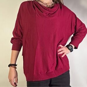 Chico’s Berry Red Draped Neckline Women’s Sweater NWT